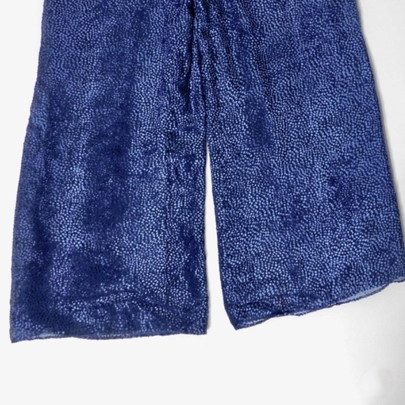 Anthropologie ELEVENSES Velvet Nova Jumpsuit Mock Neck Textured Blue Size 6 - Picture 5 of 16